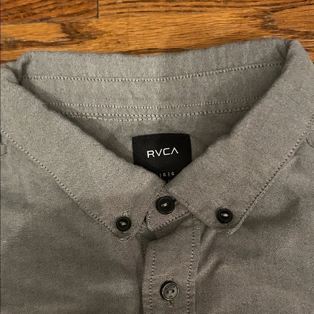 RVCA Men's Charcoal Button-Down Shirt - Picture 5 of 5